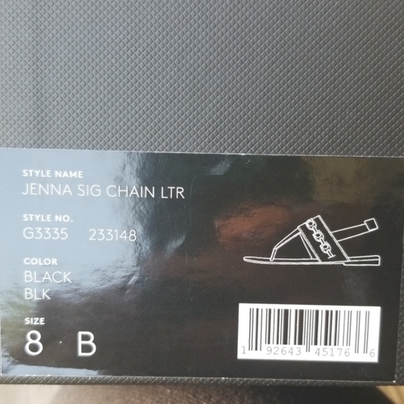 Coach Jenna sandals- signature C chain black leather and brass - Picture 3 of 3